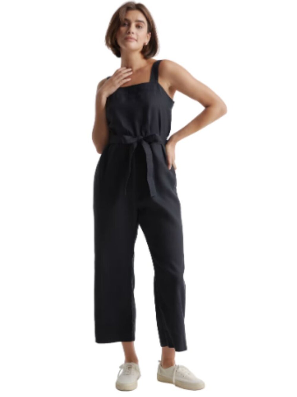 Quince 100% European Linen Square Neck Jumpsuit